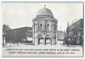 1910 Church Holy Sepulchre State Capitol Knight Templar Denver Colorado Postcard