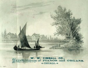 1880's W. W. Kimball Co. Pianos & órgãos, Lansing, MI. Cartão comercial P30-