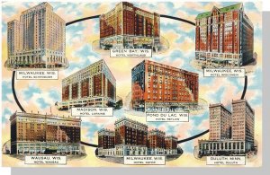 Milwaukee/Green Bay/Duluth/Wausau, Wisconsin/WI Postcard, Various Hotels