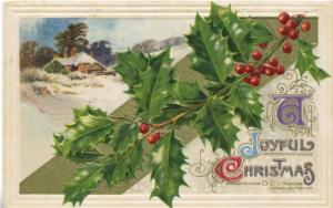 A Joyful Christmas ~ Holiday Greeting Message ~ c1910 Vintage Postcard