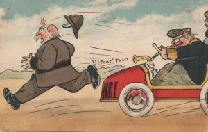 Old Classic Car Racing & Scaring Fireman Hooter Comic Postcard