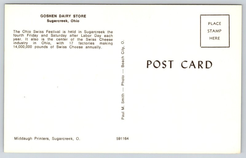 Sugarcreek Ohio~Goshen Dairy Store~Winter Mountain Mural~Flowers~1950s Postcard