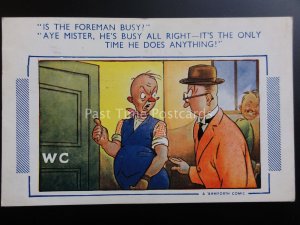 Bamforth Comic Postcard WORKMAN AT FACTORY W.C. - IS THE FORMAN BUSY?....