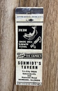 Vintage Matchbook Cover Schmidt's Tavern Nanaimo, Illinois KB22