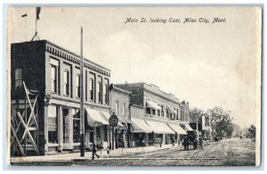 c1910 Main Street Looking East Miles City Montana MT Parking Meter Postcard