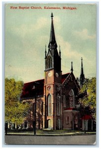 1911 First Baptist Church Kalamazoo Michigan MI Antique Posted Postcard