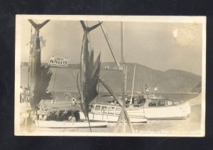 RPPC TAPAZ MEXICO SWORDFISH FISHING BOAT FISHING VINTAGE REAL PHOTO POSTCARD