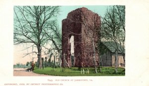 Vintage Postcard 1900's Old Church at Jamestown Virginia VA Pub by Detroit Co.