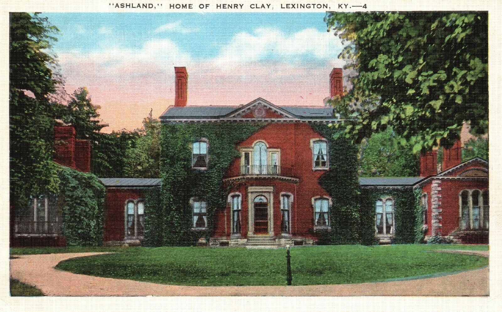 Vintage Postcard 1920's Ashland Home of Henry Clay Lexington Kentucky