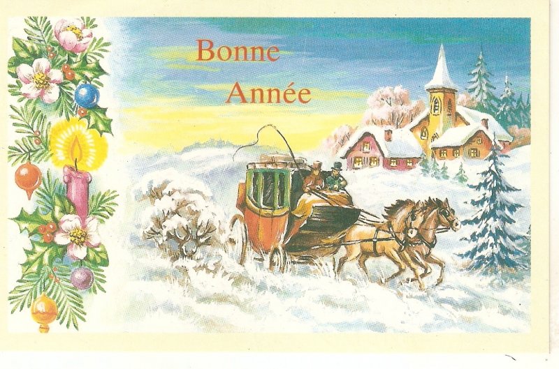 Horse. Diligernce, New Year Greetings  Nice French New Year Greetings card, St