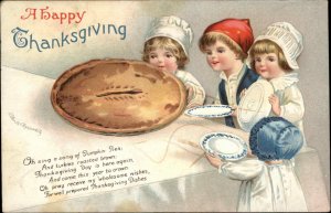 Christmas Pumpkin Pie Cute Kids Ellen Clapsaddle  c1910 Postcard