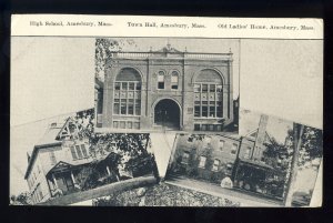 Amesbury, Massachusetts/MA/Mass Postcard, High School/Town Hall/Ladies' ...