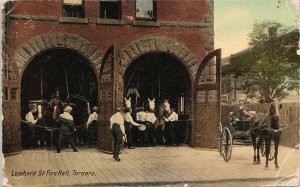 Toronto ON Fire Hall Lombard St. Firemen 1911 Chalk River ON Cancel Postcard G83