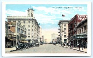 LONG BEACH, CA California ~ PINE AVENUE Street Scene c1910s Kress Postcard