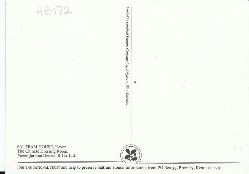 Devon Postcard - Saltram House - The Chinese Dressing Room   AB172