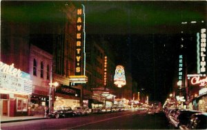Autos Marquee Little Rock Arkansas Main Street Night Postcard Neon Teich 11017