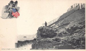 FORTY STEPS NEWPORT RHODE ISLAND LIVINGSTON POSTCARD (c.1900)