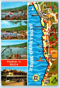 Adriatic Sea Jadransko More CROATIA illustrated Map multiview 4x6 Postcard