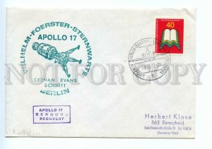 494683 GERMANY 1972 Apollo 17 Berlin airport special cancellation SPACE COVER