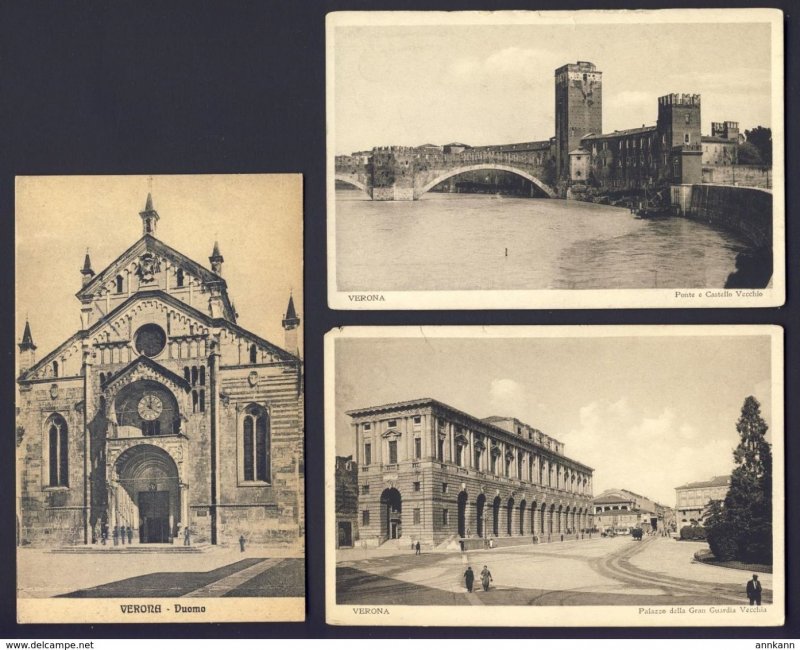 6x VERONA ITALY postcards - 6 postcards - buildings, bridge, architecture