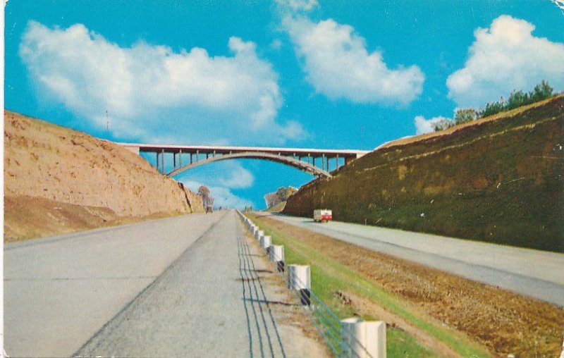 Skyline of Arch Bridge Spanning the Scenic Ohio Turnpike