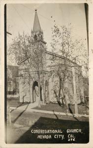 RPPC Postcard; Congregational Church, Nevada City CA Posted 1912 Nevada County