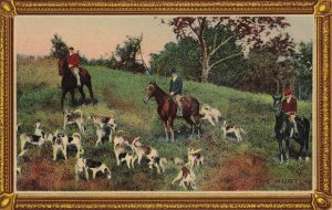 The Hunt, 1900-10s; Men Horseback w/ Fox Hunting Hound Dog pack