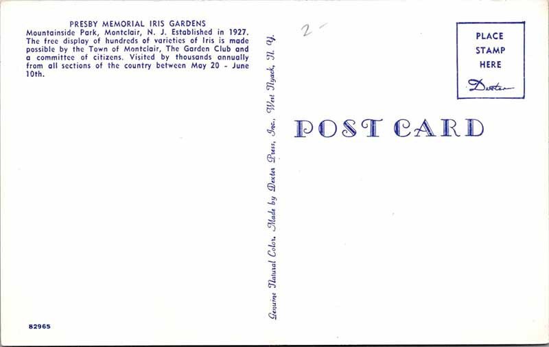 Postcard GARDEN SCENE Montclair New Jersey NJ AO9012