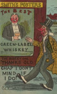 Smiths Posters Green Label Whiskey Comic Advertising Old Postcard
