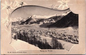 Switzerland Davos im Winter Vintage Postcard C219