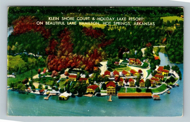 Hot Springs AR, Klein Shore Court, Holiday Lake Resort, Arkansas Chrome Postcard