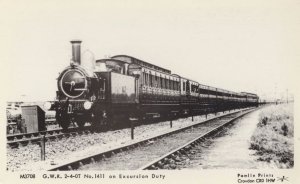 GWR 2-4-0T Train 1411 On Excursion Duty Real Photo Postcard