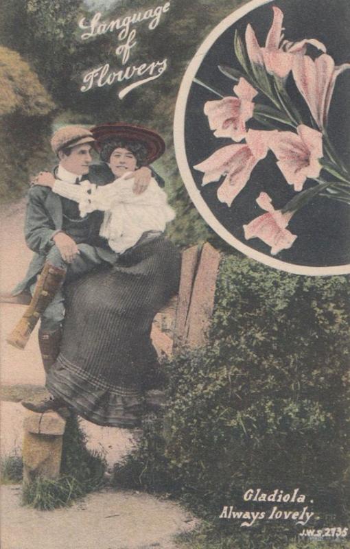 The Language Of Flowers Gladiola Antique Postcard