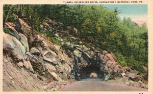 Vintage Postcard 1930's Tunnel Skyline Drive Shenandoah National Park Virginia