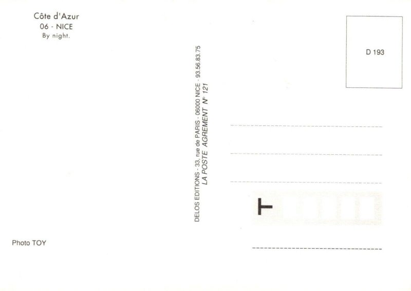 France Postcard - Cote d'Azur - Nice By Night   RR8870