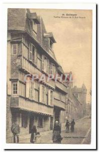 Quimper Old Postcard Old houses of the Rue Royale (animated cap)