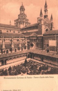 Vintage Postcard Monumentale Certosa De Pavia Fianco E Cupola Della Chiesa