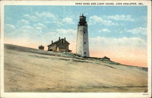 Cape Henlopen Delaware DE Sand Dune Lighthouse Vintage Postcard