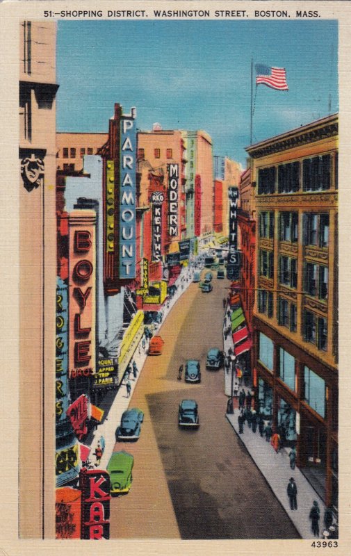 P1727 1940 used store signs, Theatre  old cars etc washington st boston mass