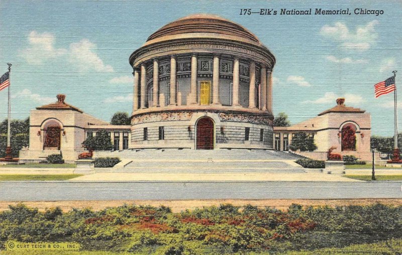 CHICAGO, IL Illinois  ELK'S NATIONAL MEMORIAL~Fraternal Order  c1940's Postcard