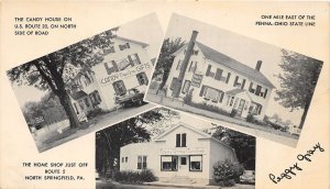 J52/ North Springfield Pennsylvania Postcard c1940 The Candy House 3View 132