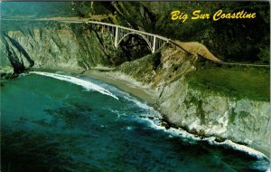 Big Sur Coastline Bixby Bridge Monterey CA Vintage Postcard California 