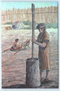 TALEQUAH, OK ~ Artist E.G. Thompson CONNUTCHA Crushed Hickory  4x6 Postcard