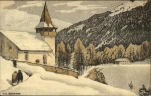 Art Deco Arts Crafts JUGEND Bergkirchen Swiss EE SCHLATTER Postcard c1915