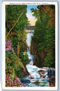 Pokiok Falls Fredrickton New Brunswick Canada Linen Postcard L14