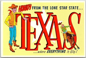 1979 Howdy From The Lobe Star State Texas TX Large Letter Posted Postcard