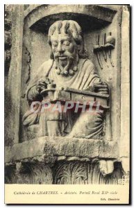 Postcard Old Cathedral of Chartres Royal Portal Aristotle XII century