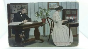 Vintage Postcard Officework Early 1900s style, posted 1912