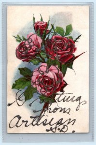 Greetings from ARTESIAN, South Dakota SD ~ Glitter SANBORN COUNTY 1910s Postcard