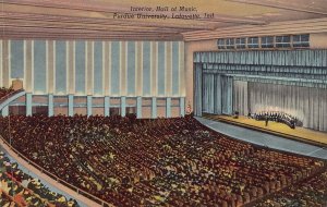 LAFAYETTE INDIANA~NEW HALL OF MUSIC-INTERIOR-PURDUE UNIVERSITY~1940s POSTCARD